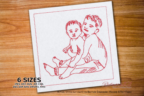 Little Boy with His Baby Brother: A Redwork Review
